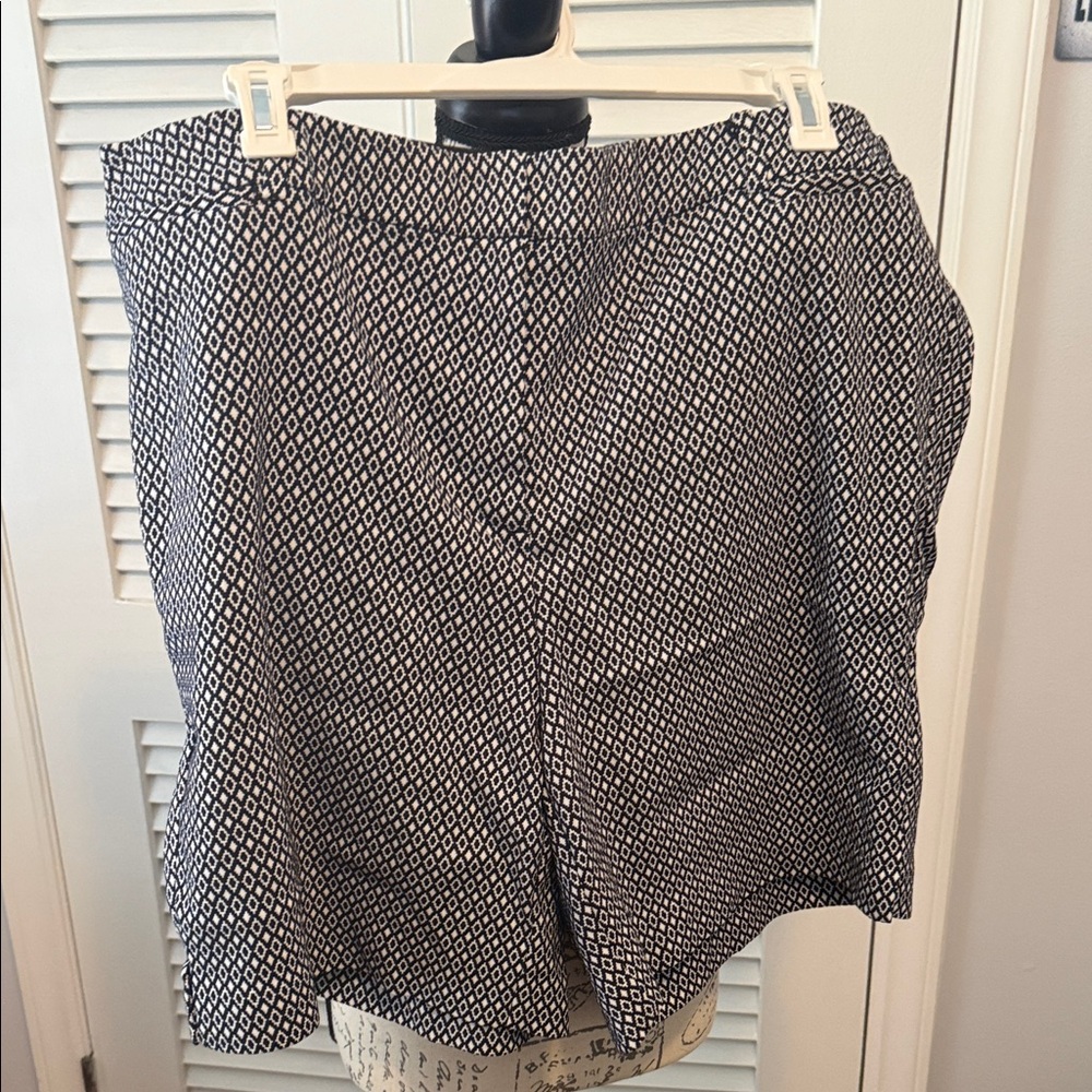 Lane Bryant Black and White Diamond Print Bermuda Shorts